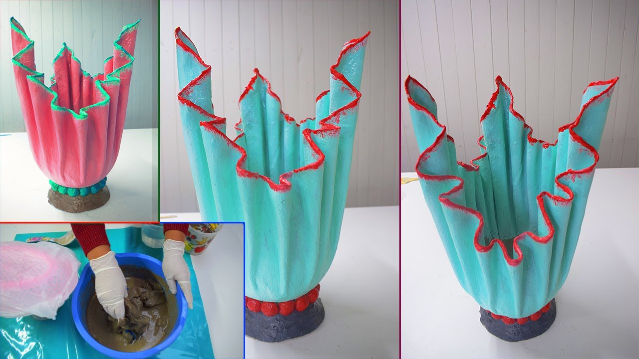 DIY¬MACETA JARRÓN DE TELA,CEMENTO Y GLOBO RECICLADA MUY FACIL ASLO TU EN CASA
