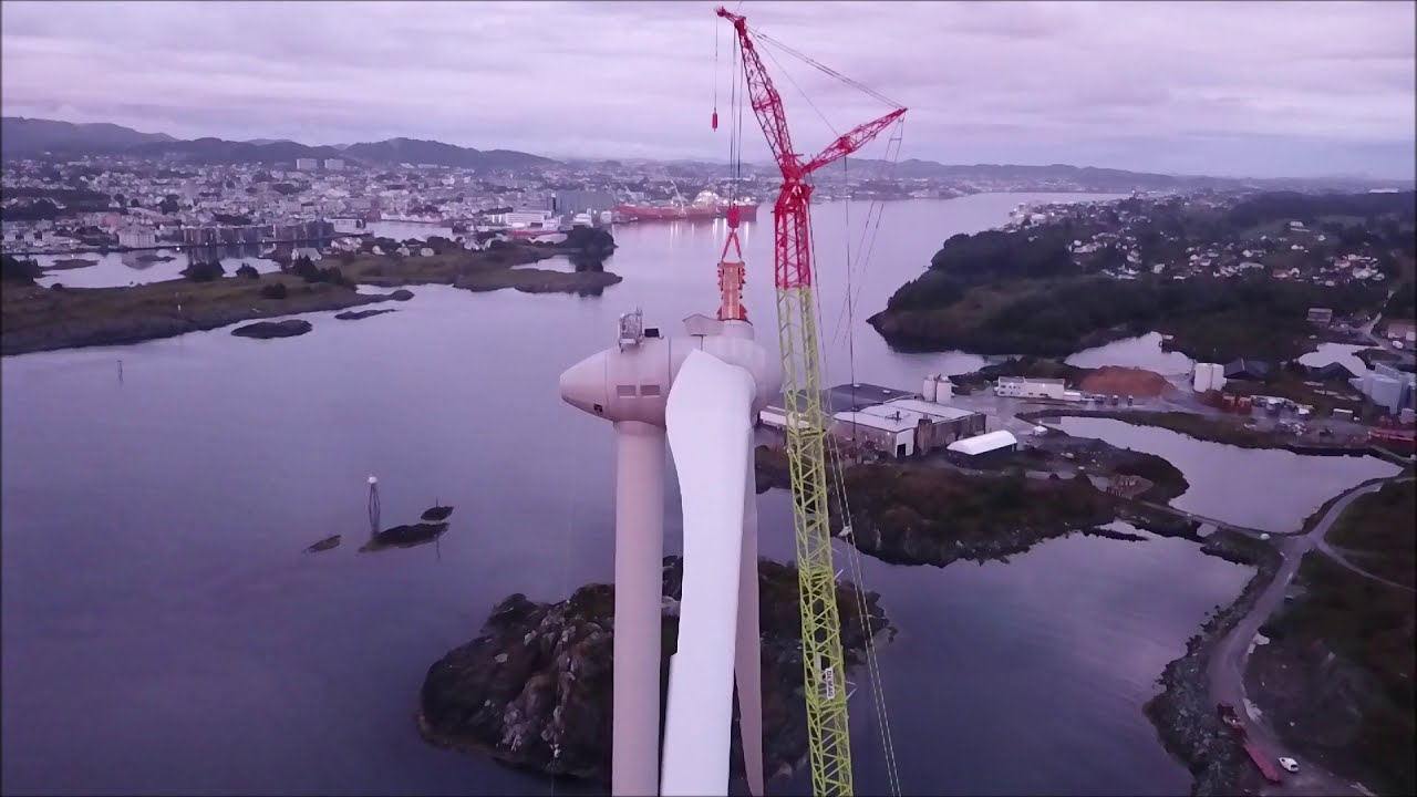 Storøy Vindpark - construction of 2 Enercon E-115 92 m, Karmøy Haugesund, Norway