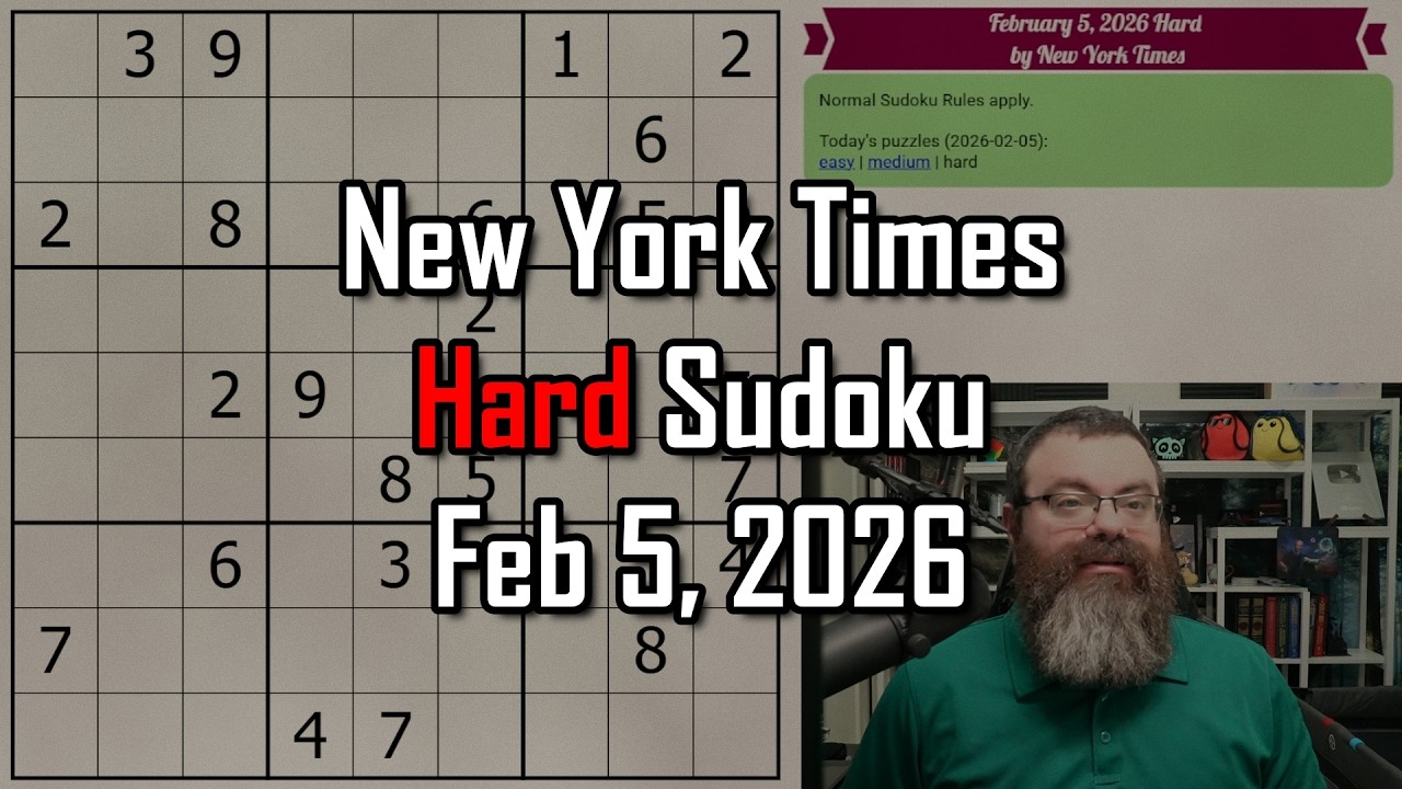 NYT Hard Sudoku Walkthrough | Feb 5, 2026
