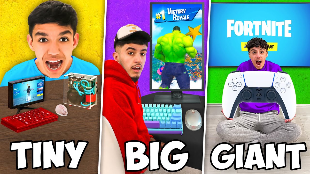 We Built BIG vs SMALL Gaming Setups To Play Fortnite!