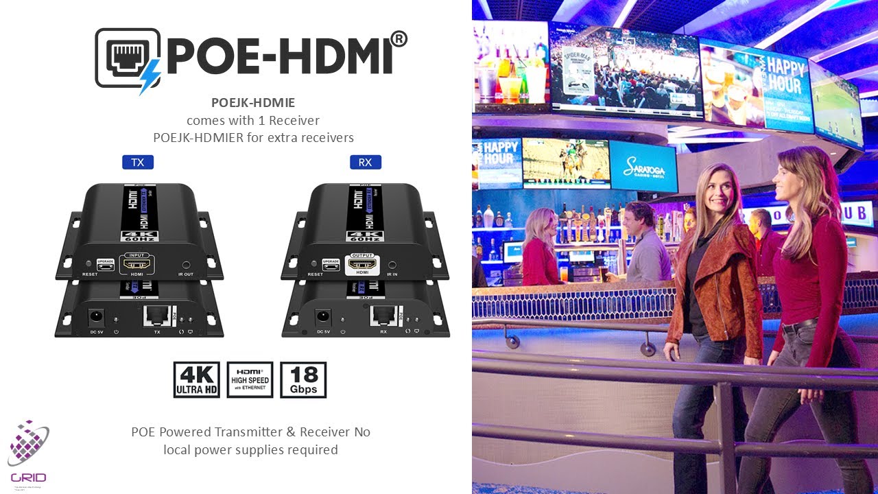 POE-HDMI, POE Powered Transmitter & Receiver No local power supplies required.     www.POEjack.com
