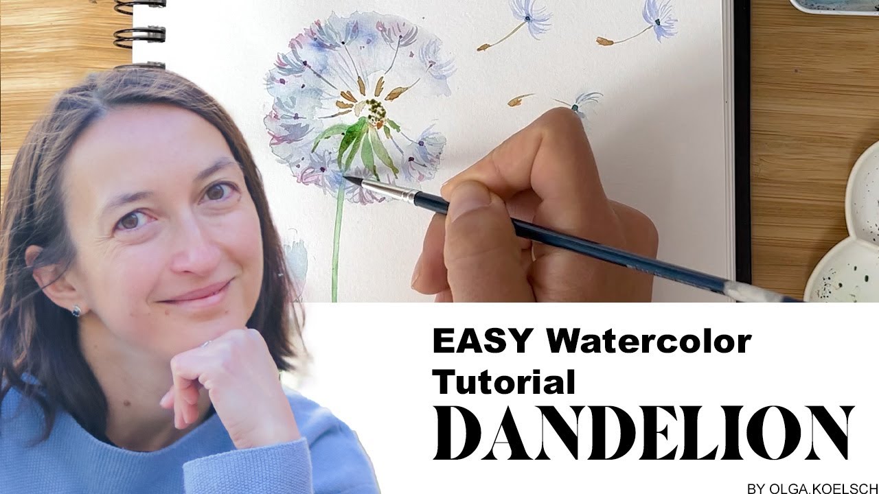 How to paint watercolor dandelions (Easiest way for beginners)