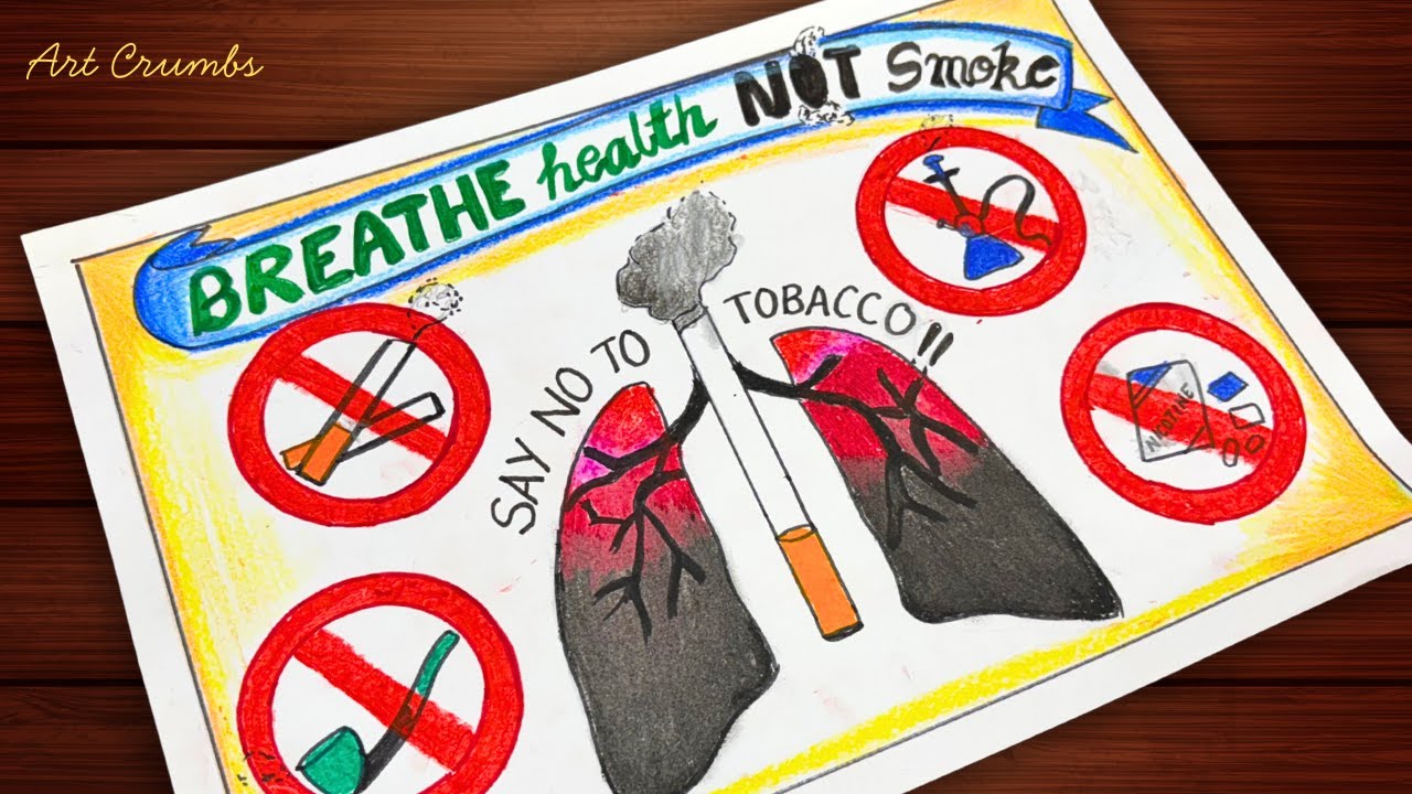 Say No to Tobacco poster/ No Smoking easy drawing/International Day against drug abuse poster
