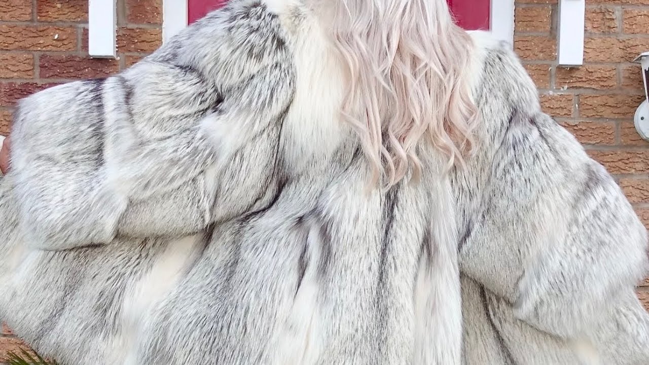 Platinum Silver fox fur coat