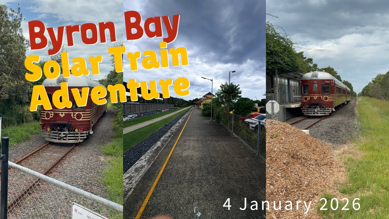 Byron Bay Solar Train from North Beach to Byron Beach and back (4 January 2026) #train #solarpower