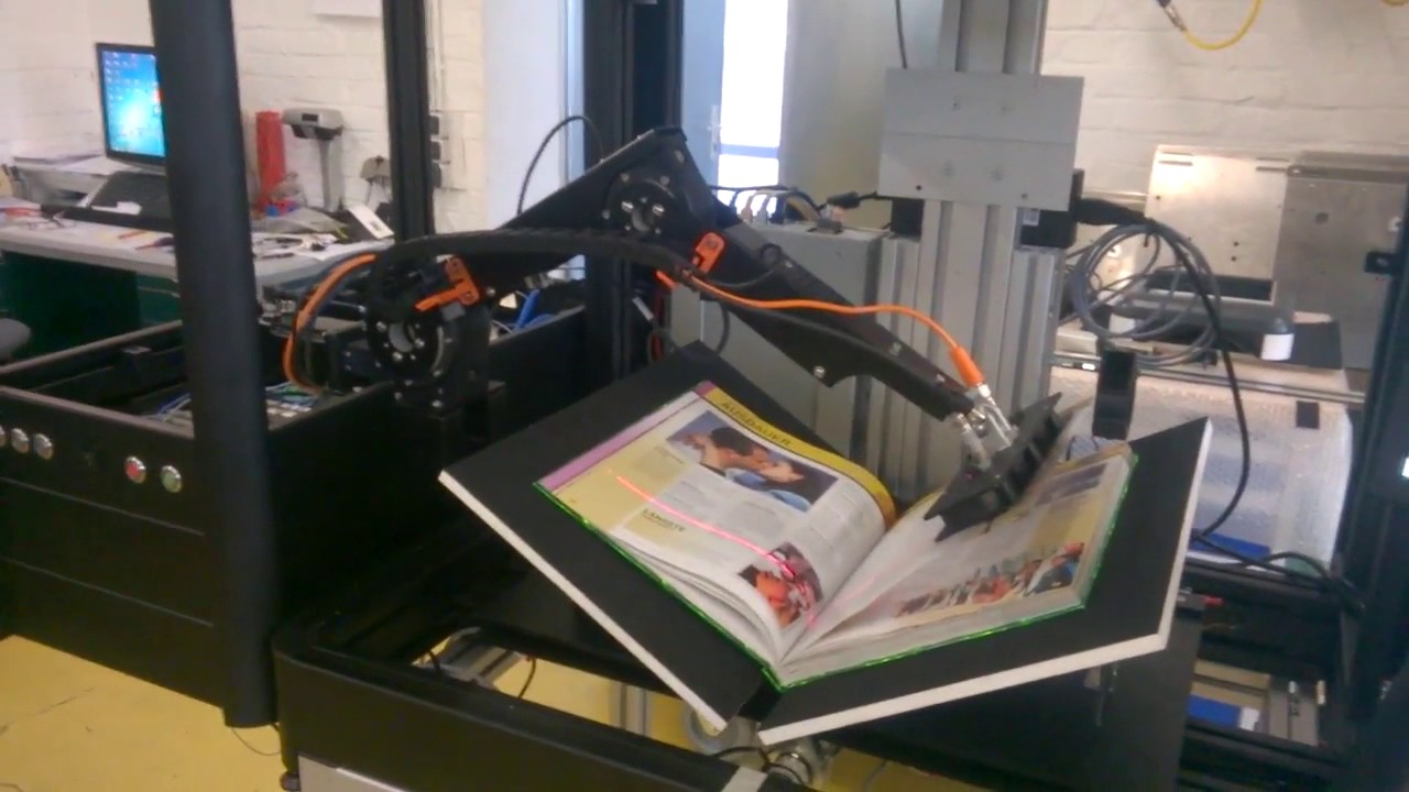 Book scanner with Automated Page turn Robot! Low Cost Robotic Application - Robolink®