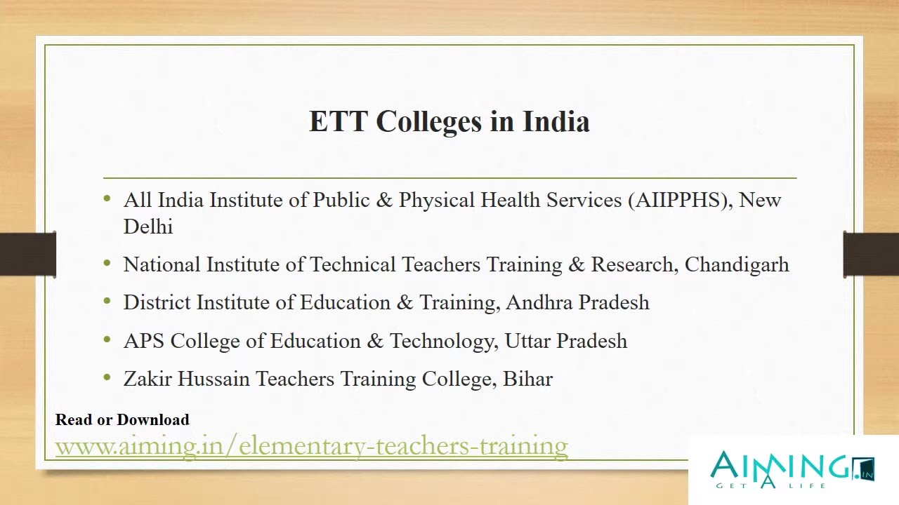 About Elementary Teachers Training (ETT) &ndash; Eligibility, Duration, Age Limit, Fee, Syllabus, etc