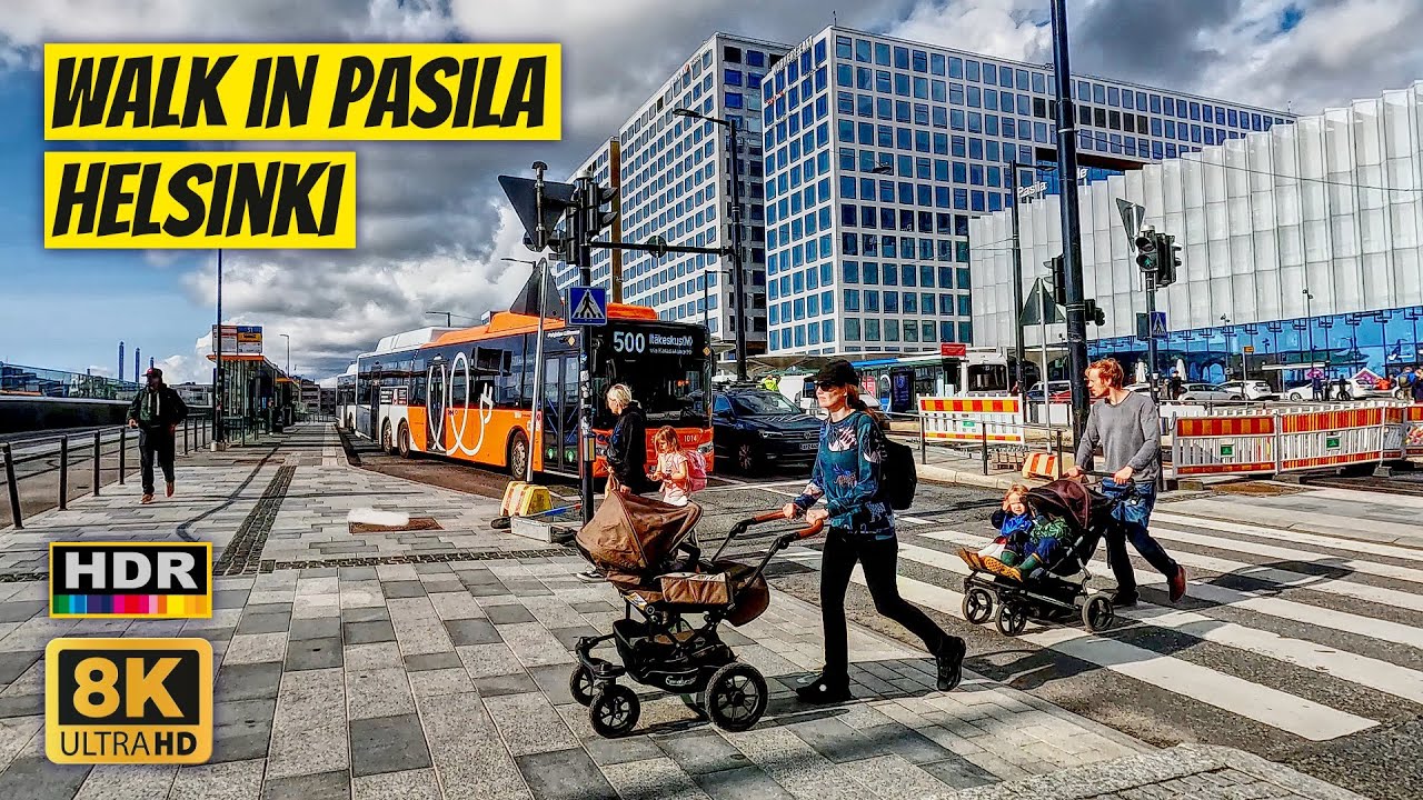 Прогулка в Пасила, Хельсинки 🇫🇮 Новый современный жилой район ☀️ 8K Ultra HD Walk in Finland