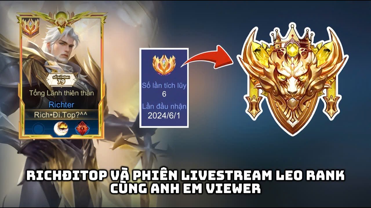 Livestream 6 ấn vàng Richter leo rank đầu tuần cùng ae viewer