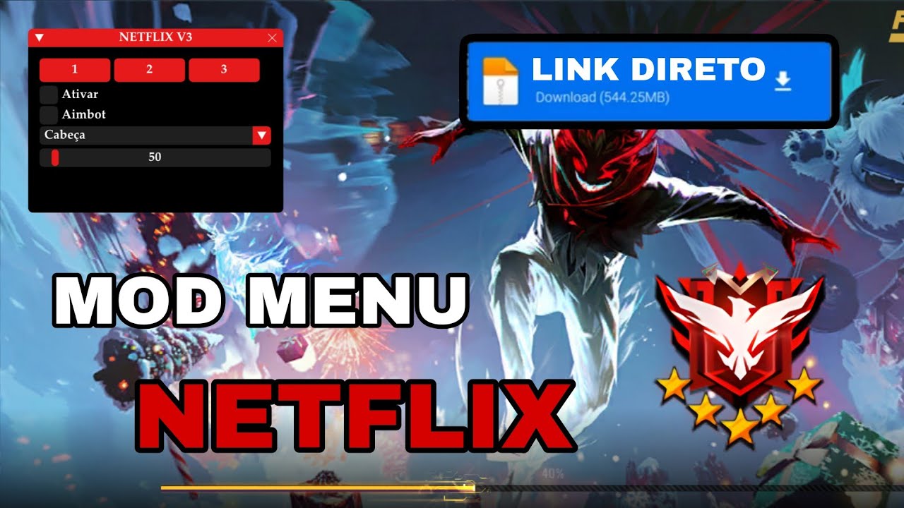 PAINEL MOD MENU V3 NETFLIX ATUALIZADO FREEFIRE LINK MIDIA FIRE 
