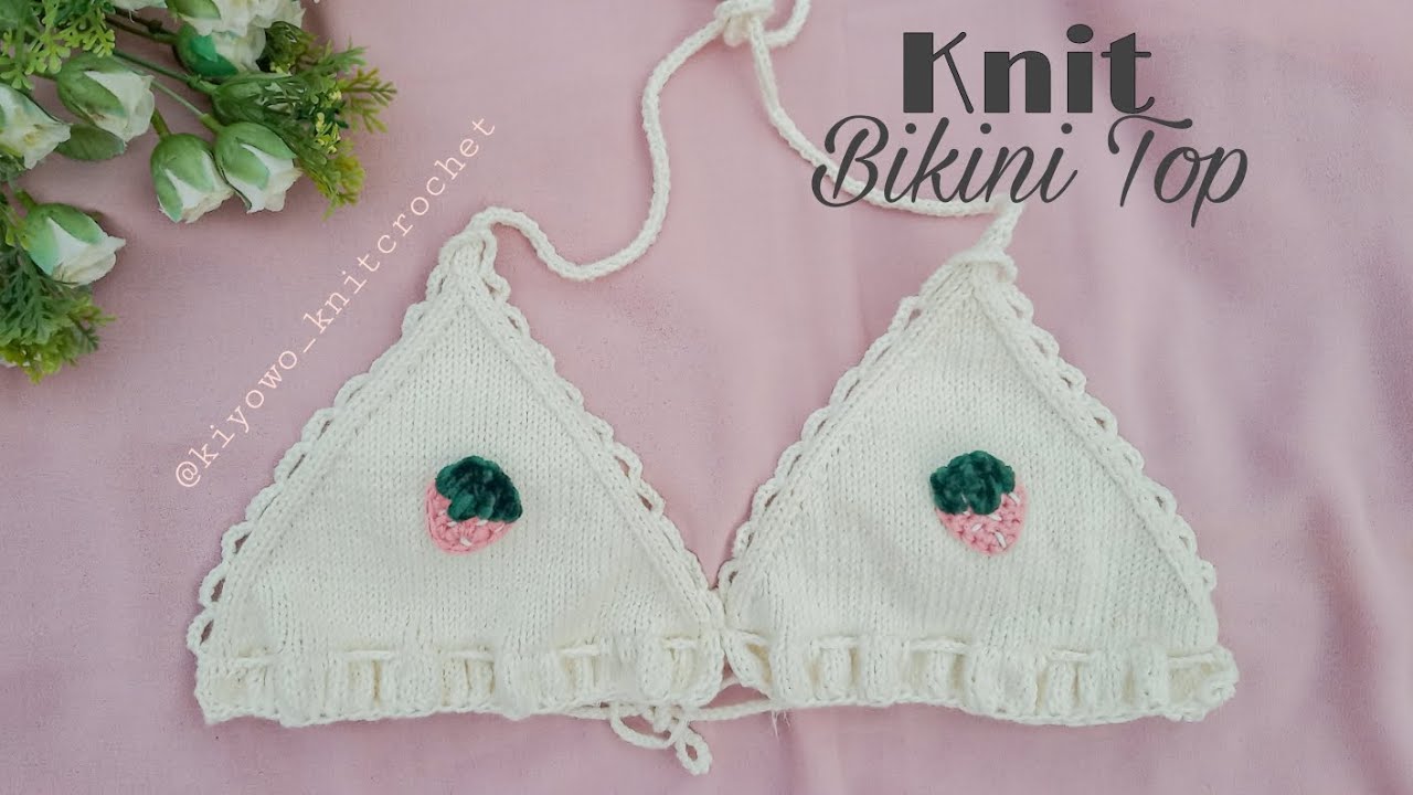 Knit Bralette Tutorial for Beginners | Strawberry Bikini Top Crochet