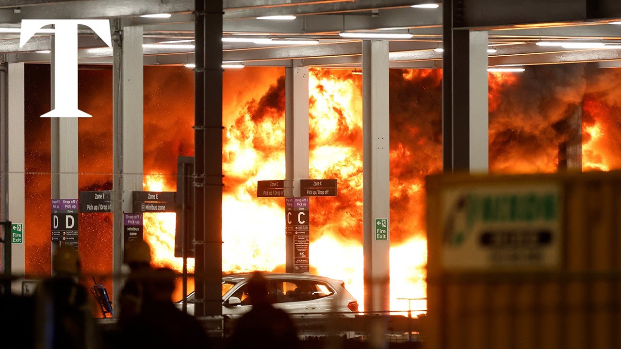 Man arrested in connection with Luton airport car park fire