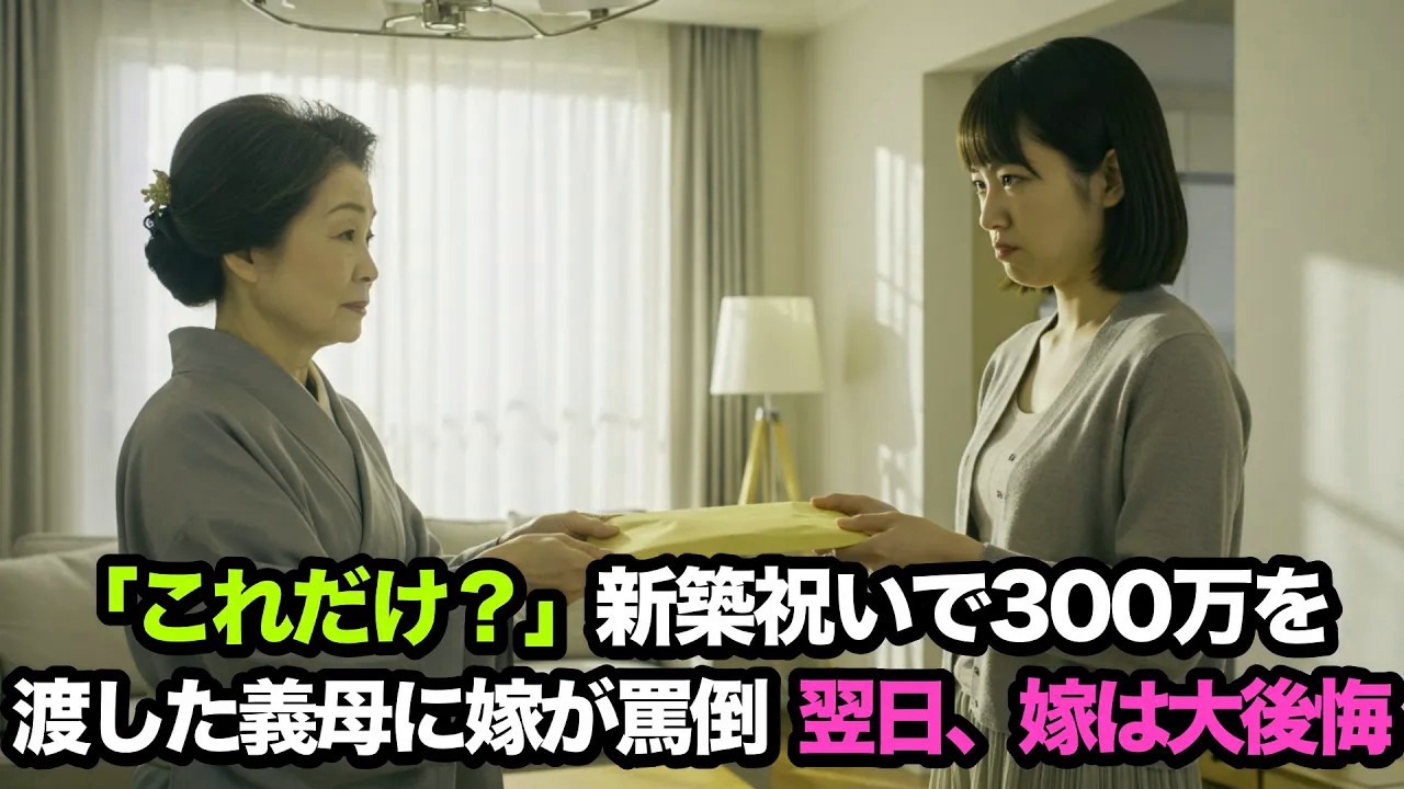 「たったこれだけですか？」新築祝いで300万を渡した義母に嫁が罵倒…。翌日、嫁は大後悔…