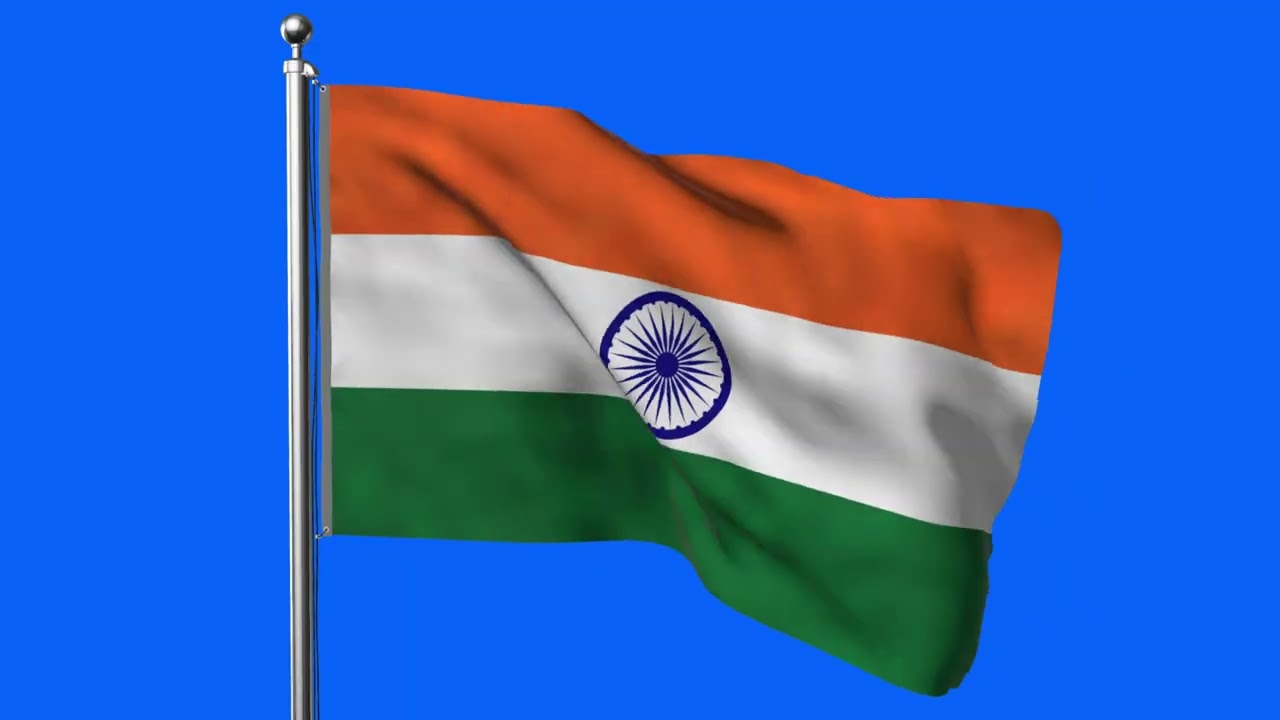 INDIA FLAG ANIMATION GREEN SCREEN (4K LOOP VIDEO)