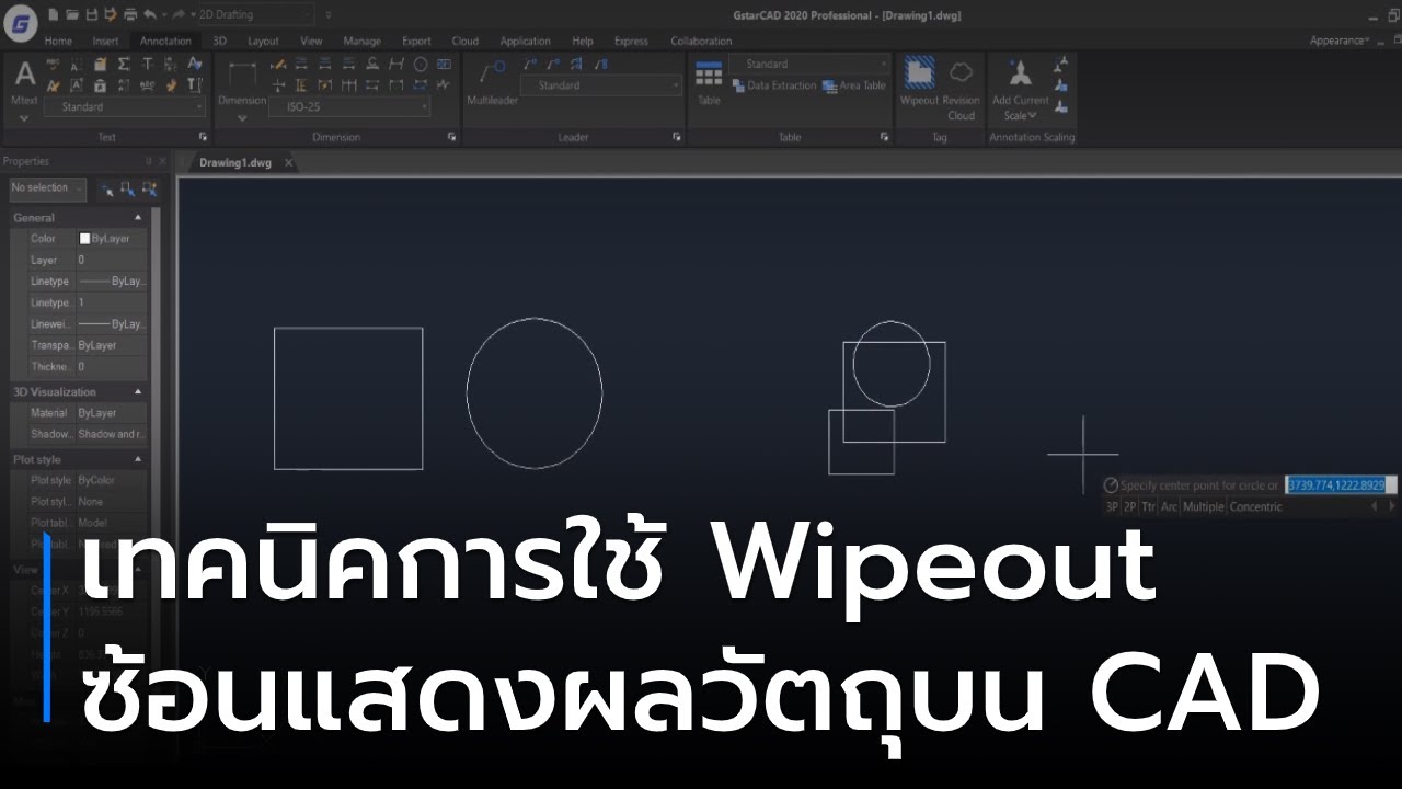 การใช้งาน Wipeout เพื่อซ้อนการแสดงผลวัตถุบน CAD