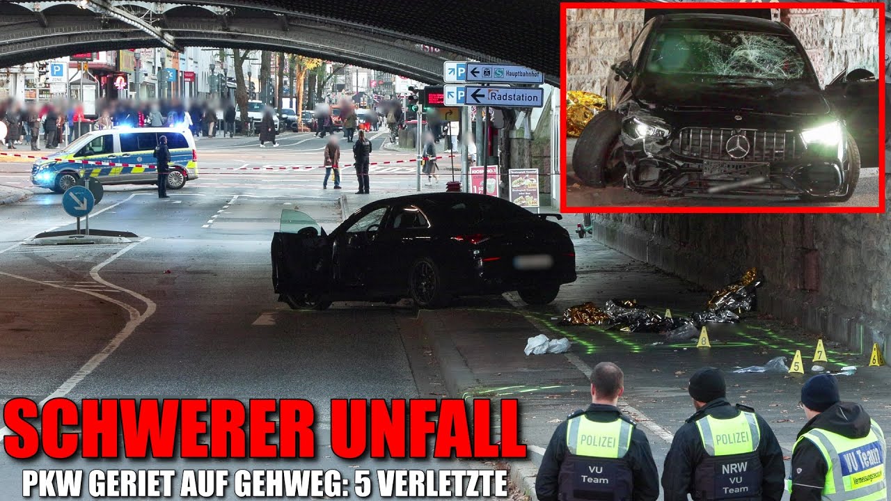 [TRAGISCHER UNFALL IN NEUSS!] - PKW geriet auf Gehweg: 5 Personen zum Teil lebensgefährlich verletzt