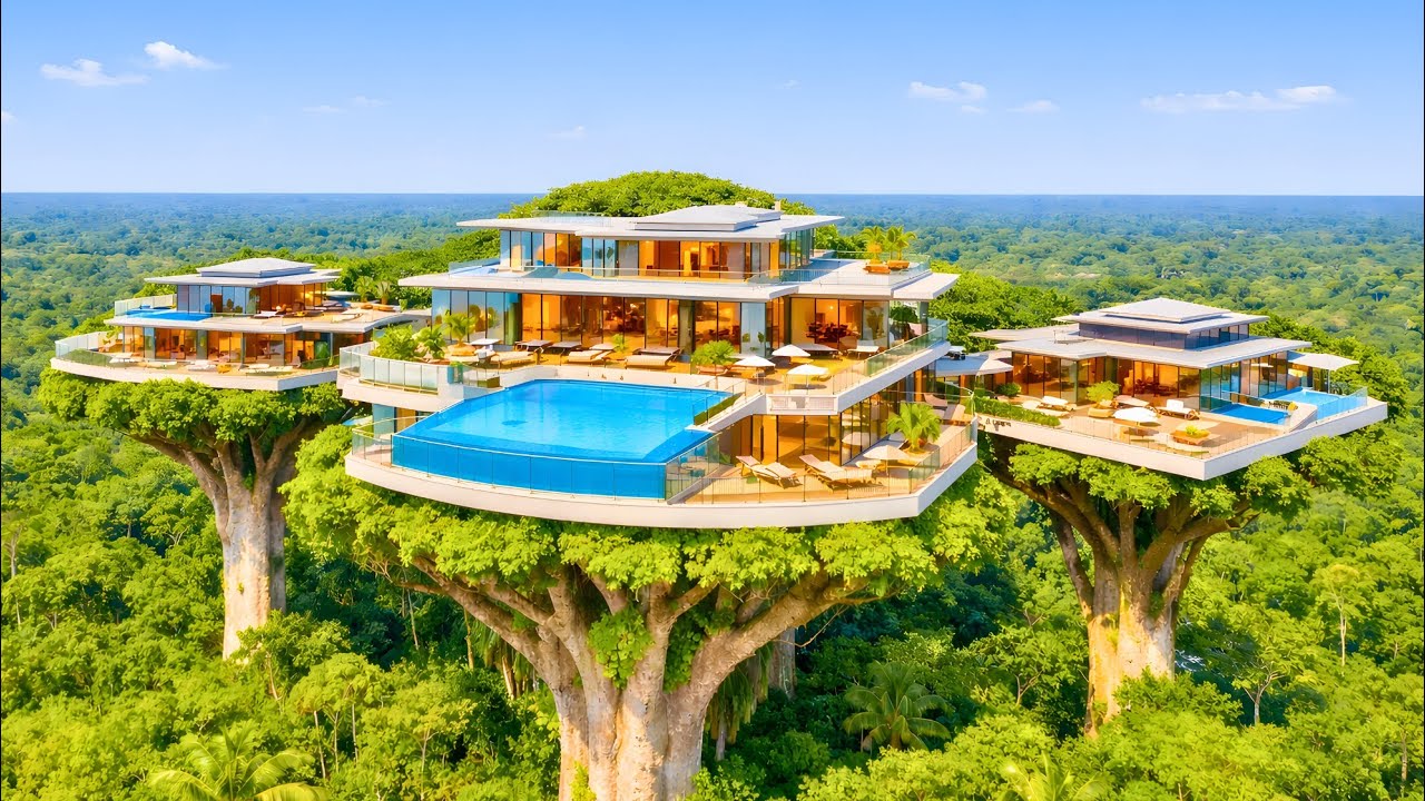 7 Days Building a Luxury Mansion on 3 Giant Jungle Trees