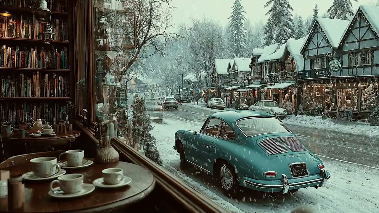 Snowy Winter Night Outside the Window with Warm Lights Inside | Peaceful Ambience for Sleep