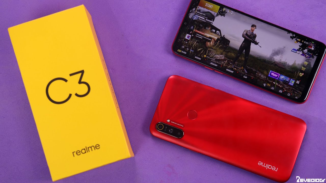 فتح علبة Realme C3 | تجربة لعب PUBG | حقيقة معالج Helio G70