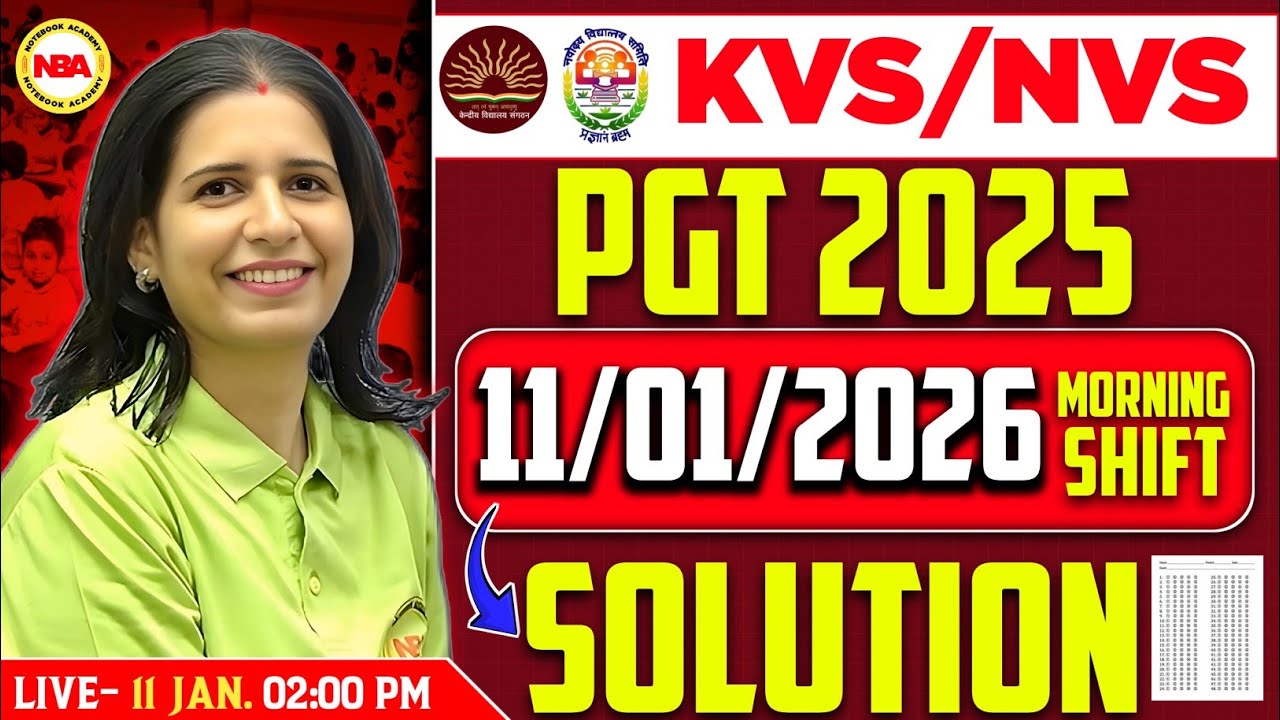 KVS / NVS PGT 2025 | 11/01/2026 Morning Shift Solution 🔥 | Full Analysis | Mannu Rathee Mam