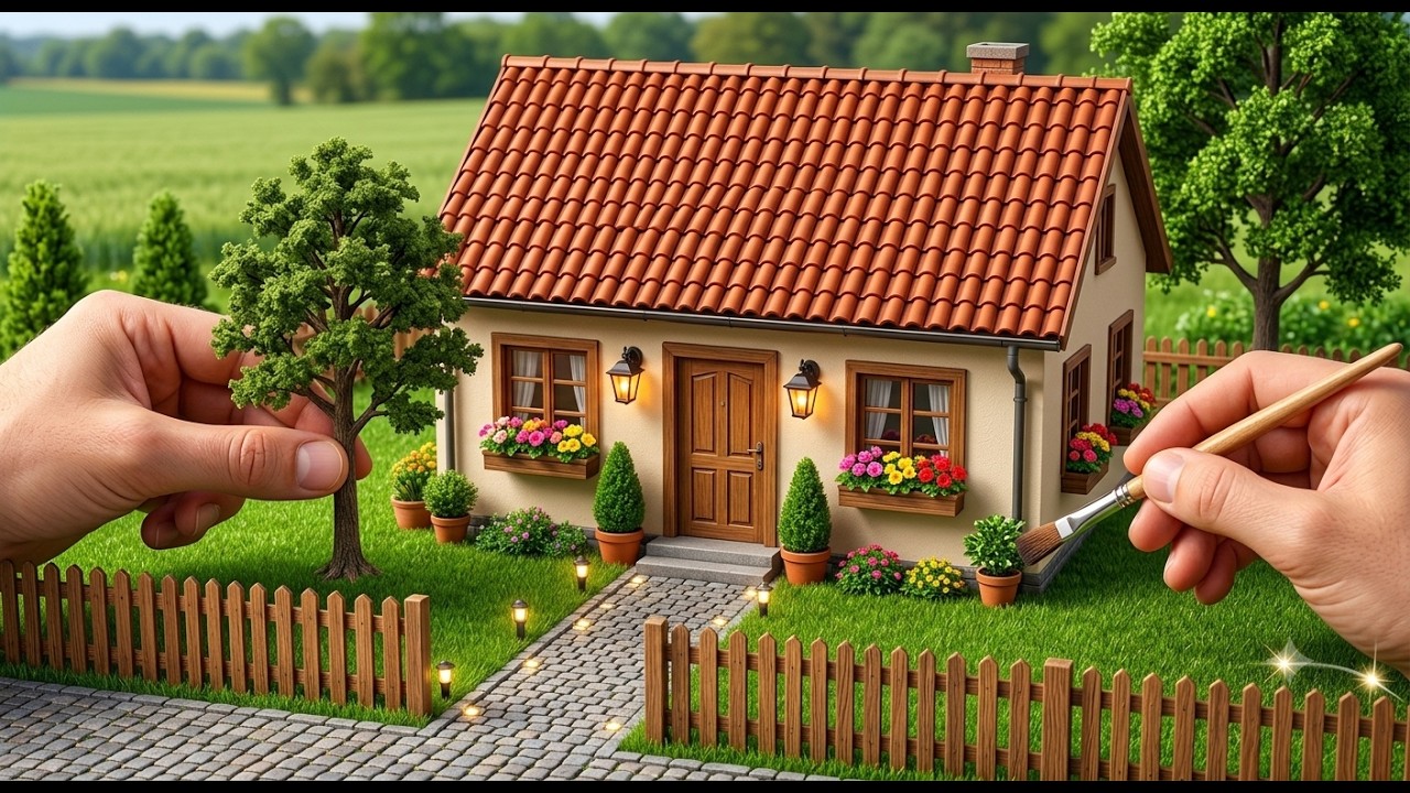 Miniature Farmhouse Construction Timelapse | Tiny DIY House Built from Scratch