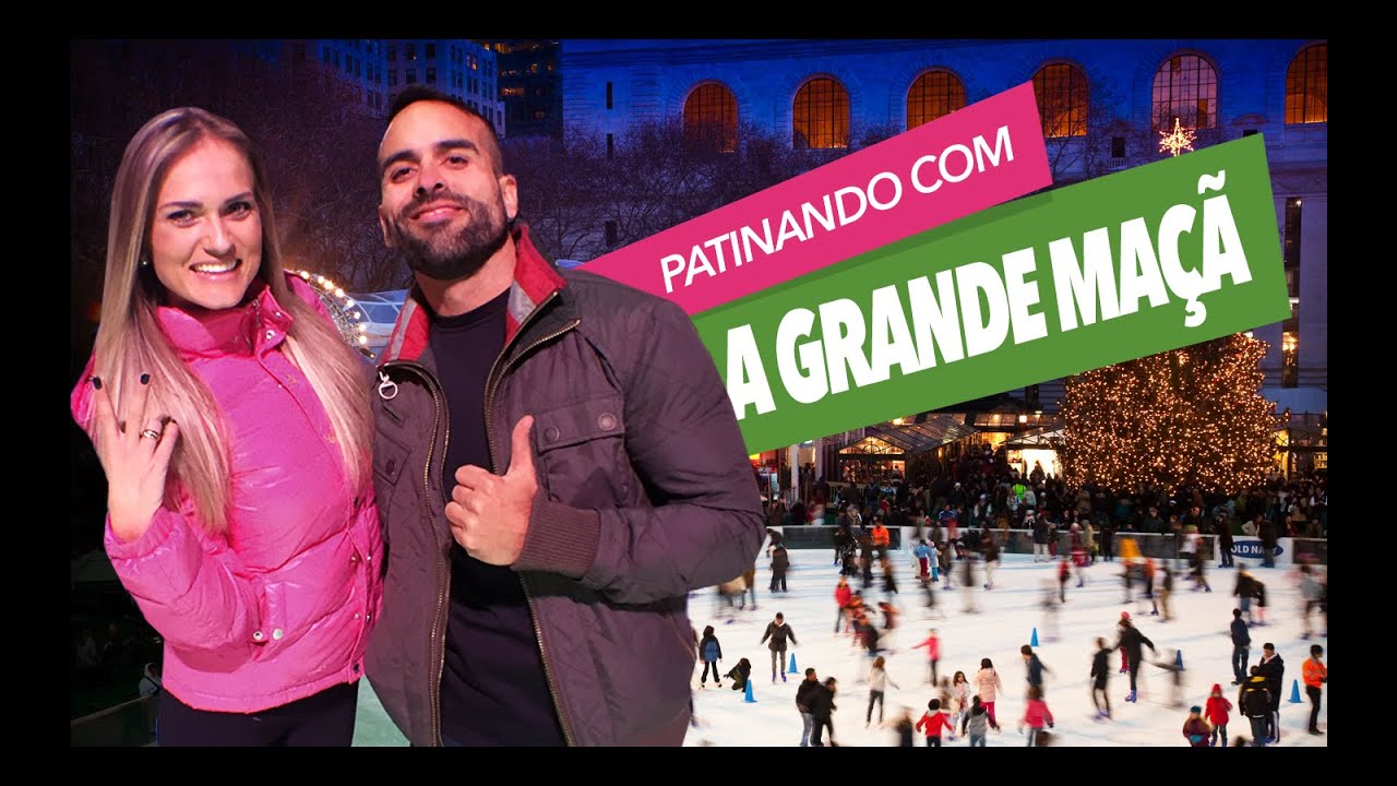 Patinando no Bryant Park com a Grande Maça - NOVA YORK
