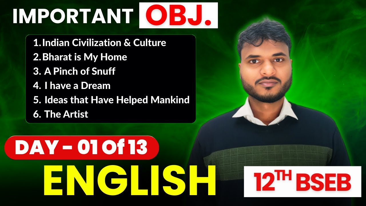 12th BSEB English Objective 🔥 | Day-01 of 13 | Most Important MCQs | Board Exam 2026-27