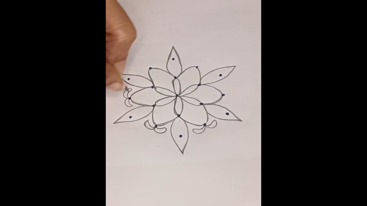 Simple Flower Kolam 🌼 5x3 Dots Flower Rangoli 🌼 BeautifulFlower Muggulu   🌼🌼