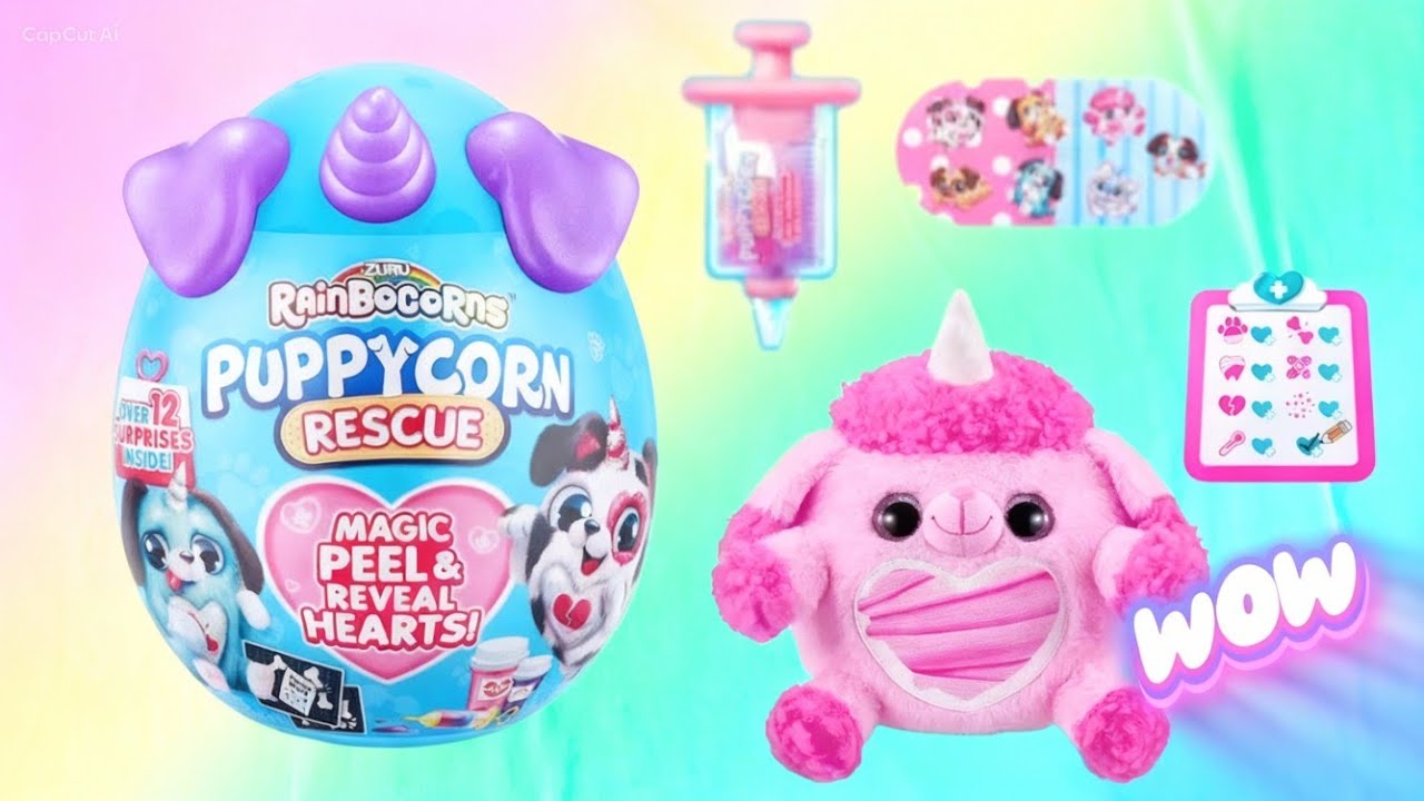 Opening a GIANT ZURU RainBocorn PUPPYCORN Rescue Surprise! 🐕💖🩹🩺 #zuru #rainbocorns #toyunboxing 