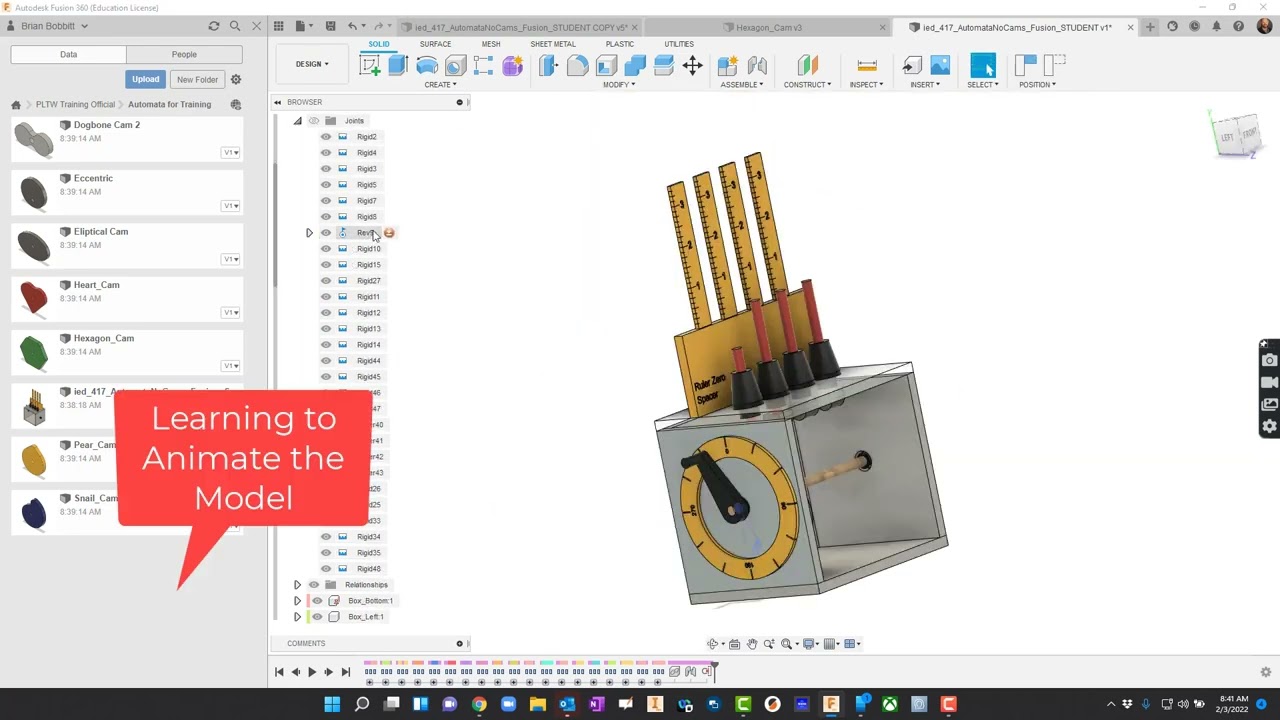 Fusion 360 with PLTW Automata with Tangent Relationship