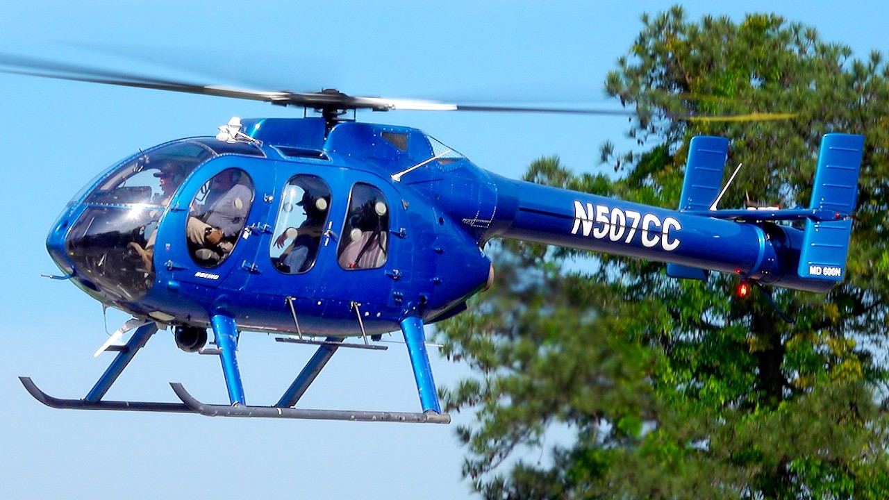 MD-600N Helicopter Up-Close landing and takeoff and more