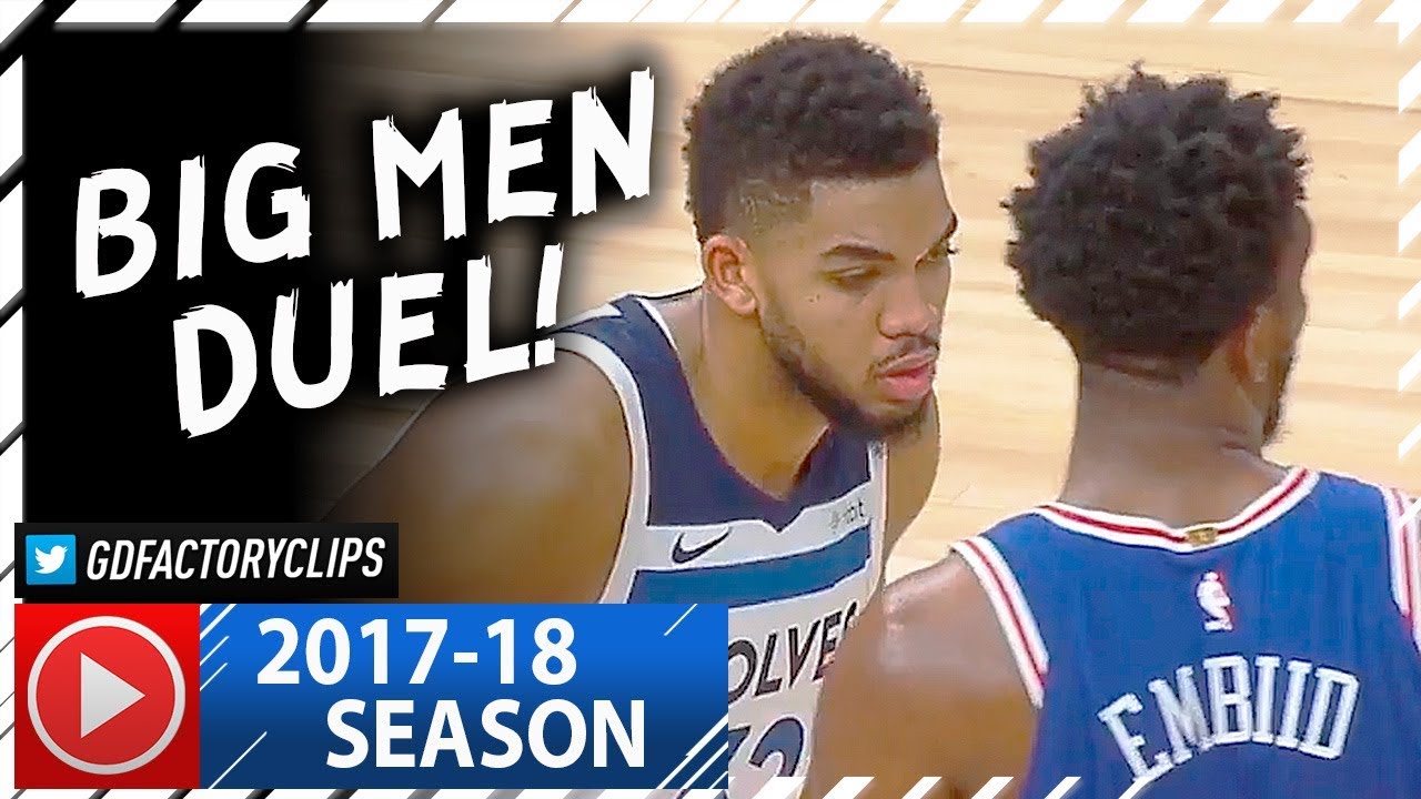 Joel Embiid vs Karl-Anthony Towns BIG MEN Duel Highlights (2017.12.12) - EPIC BATTLE!