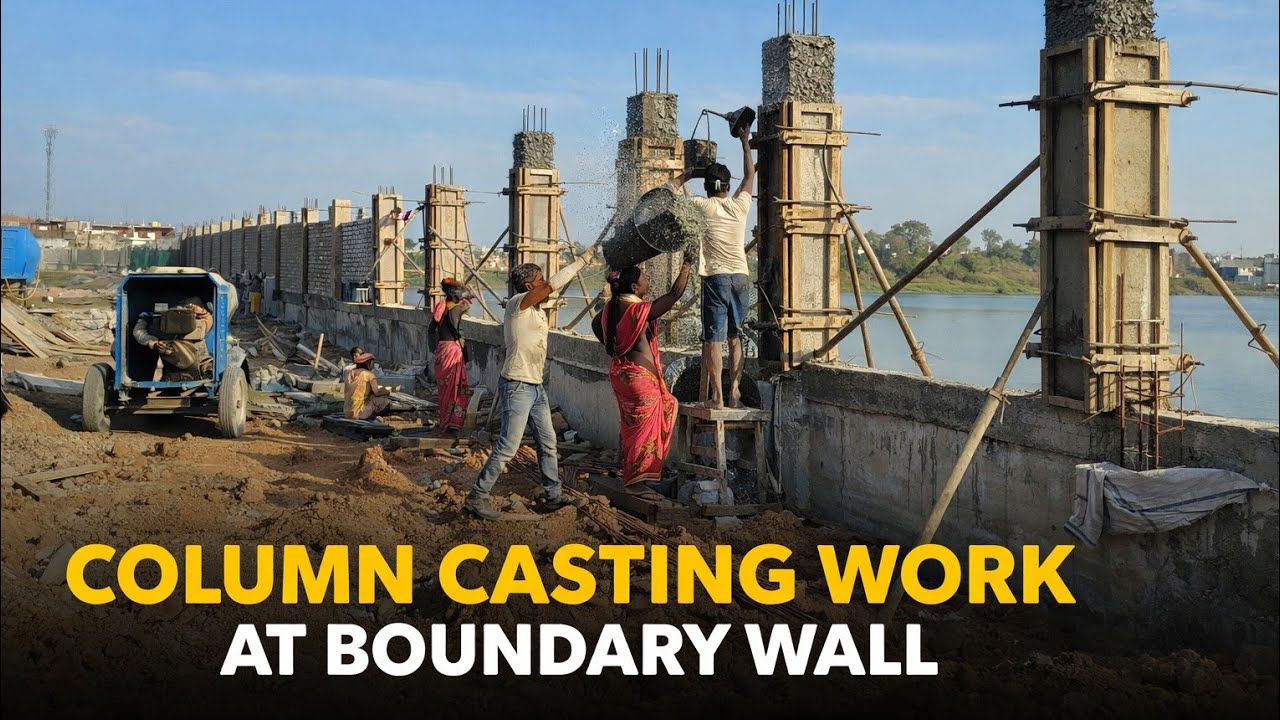Column Casting work At Boundary Wall 🧱