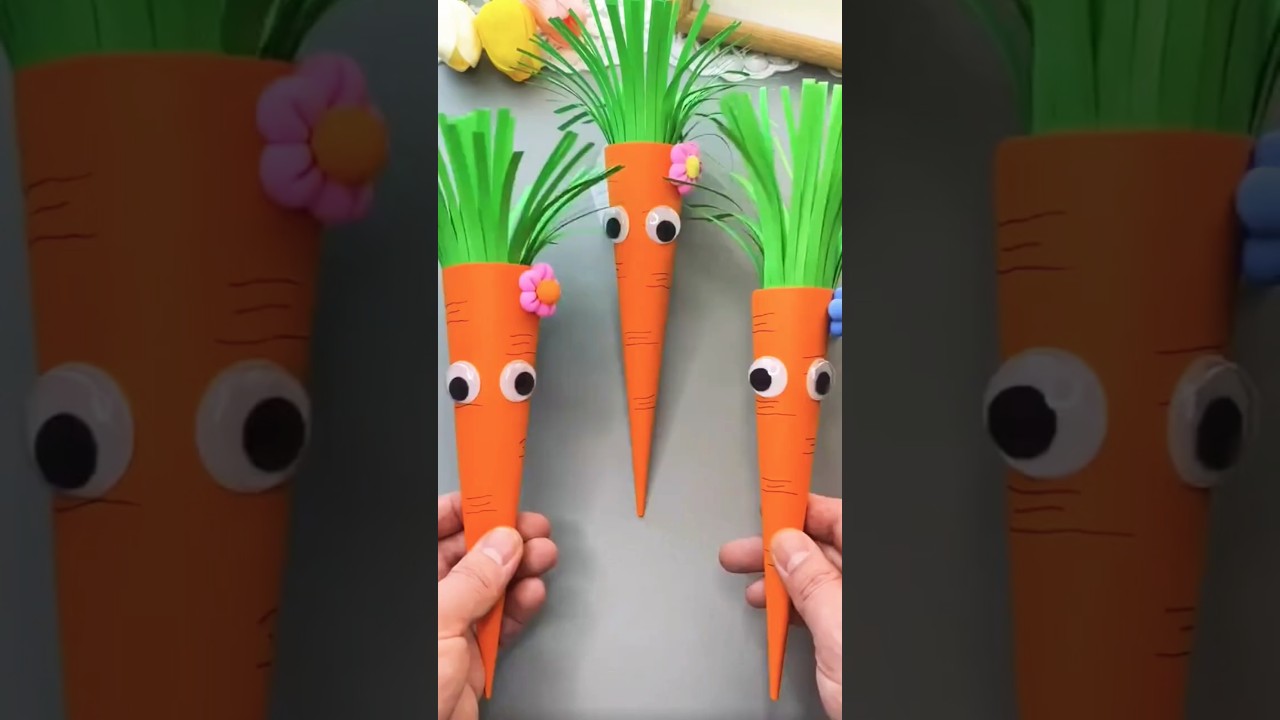 How to Make Easy Paper Carrot // Easy Paper Craft Activity #paperfolding #papercrafttutorial #paper