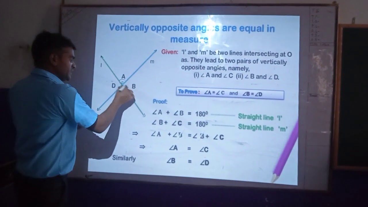Class :9 prove that vertically opposite angles are equal.