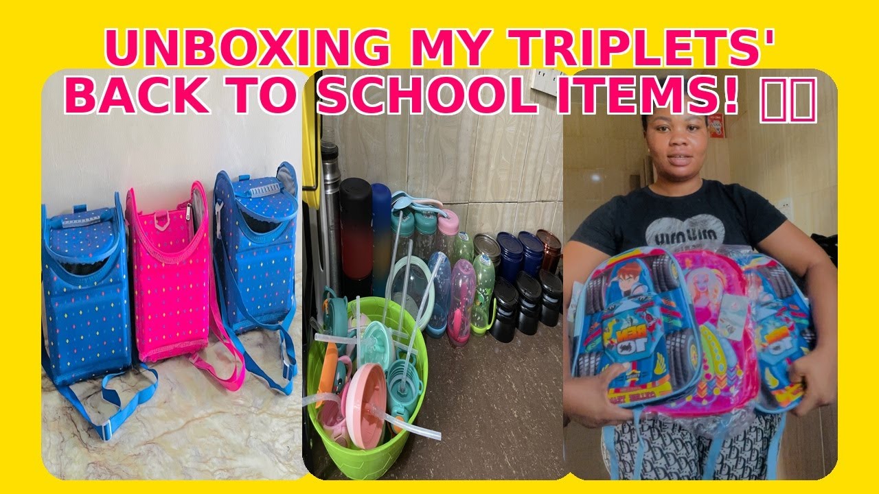 Unboxing my triplets back to school items!!!!😁