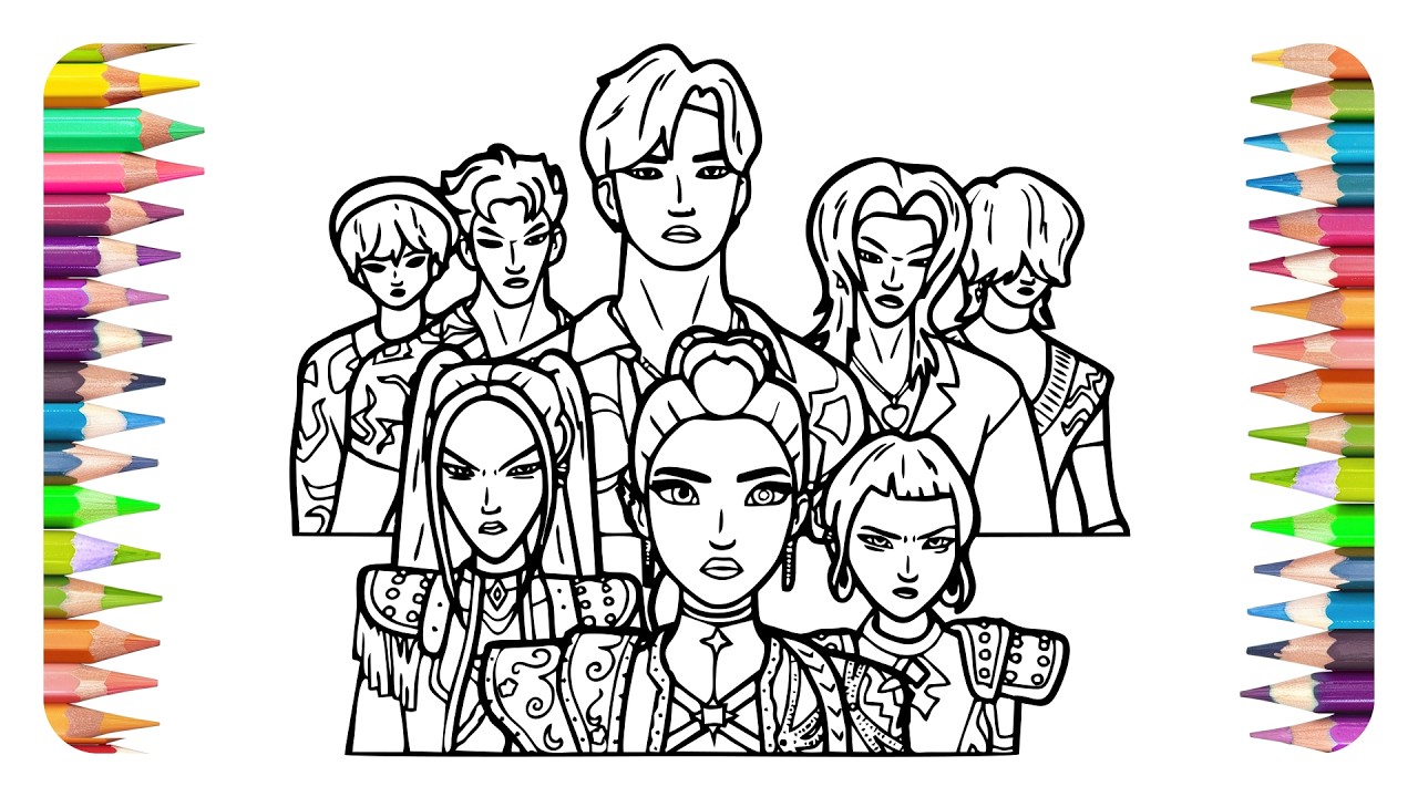 KPop Demon Hunters Coloring Pages / How to Color Girls Rumi, Mira, Zoey from HUNTRIX / all character