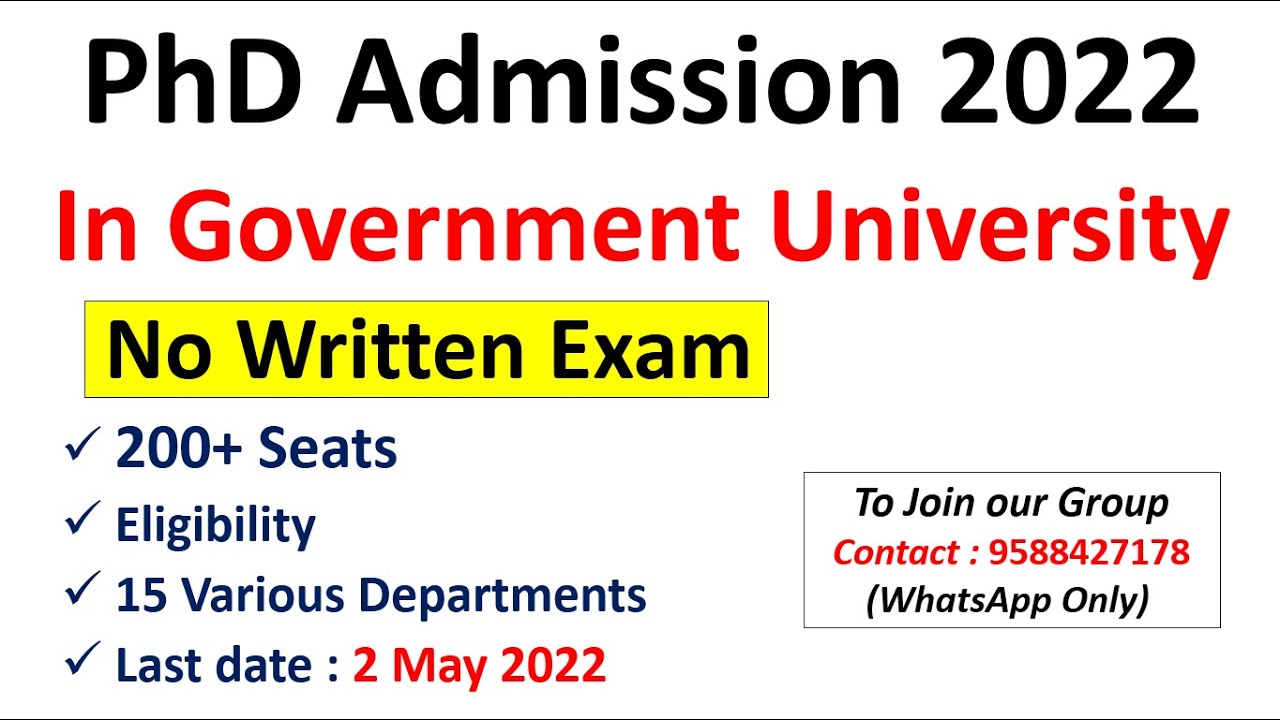 PhD Admissions 2022 | Government University PhD Admissions Notification 2022