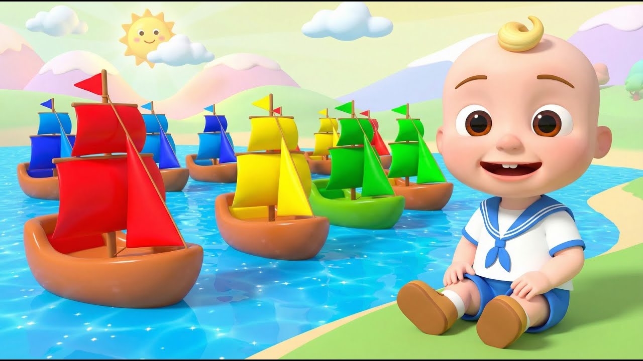 Ten Little Ships Sailing the Sea | Fun Counting Nursery Rhyme for Kids