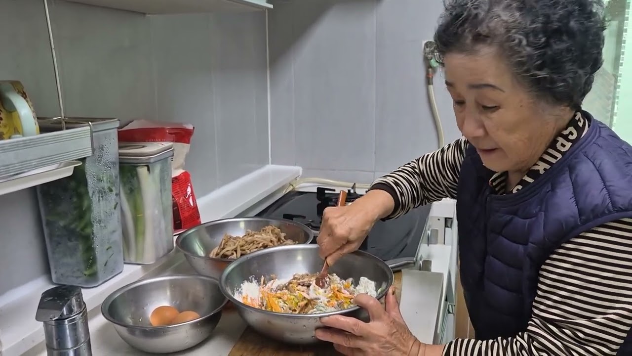 80살시골엄마 어려서부터 먹어왔던 토란대부침개(96세에 돌아가신 큰집할머니가 최애음식)
