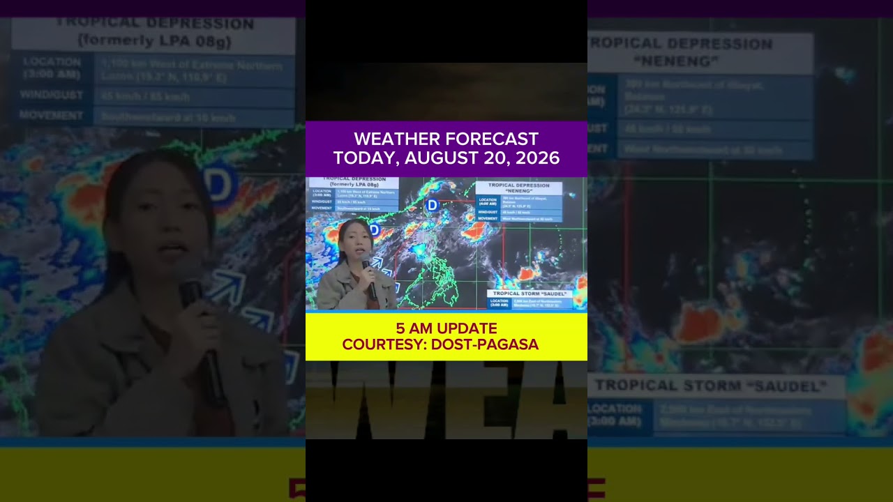 WEATHER FORECAST TODAY 5AM Update - August 20, 2026 #weatherreels #WeatherUpdate #UlatPanahon