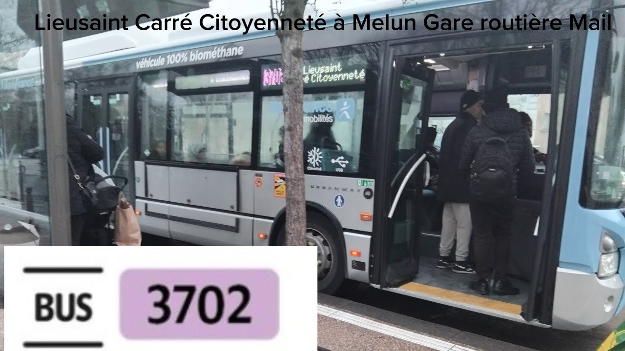 Trajet bus 3702 urbanway 12 gnv de Lieusaint Carré Citoyenneté à Melun Gare Routière du Mail