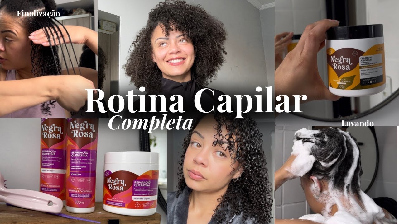 Rotina Capilar Anti-Porosidade + Reconstrução | Finalização com Volume e Definição Negra Rosa 