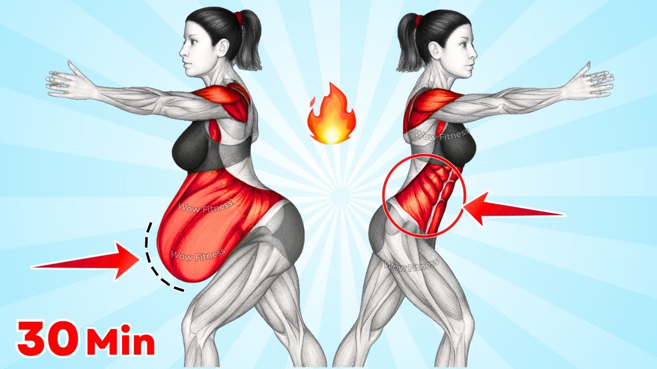 🔥30-Intense Standing Core Exercises to Destroy Upper & Lower Belly Fat🔥Reduce Saggy Stomach Fast!