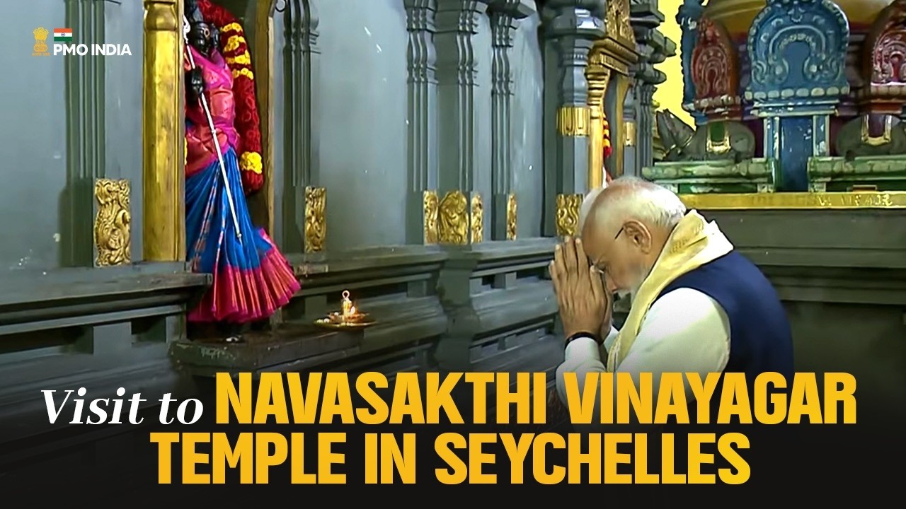PM Modi visits Navasakthi Vinayagar Temple in Seychelles