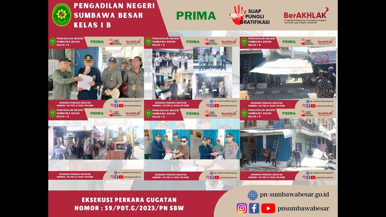 Eksekusi Pengosongan Obyek Sengketa Bangunan Permanen Lt. II Perkara Gugatan 59/Pdt.G/2023/PN Sbw