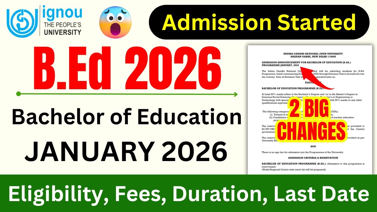 (Breaking News) IGNOU BED 2026 Application Form Started_IGNOU BED 2026 Application Form Apply Online