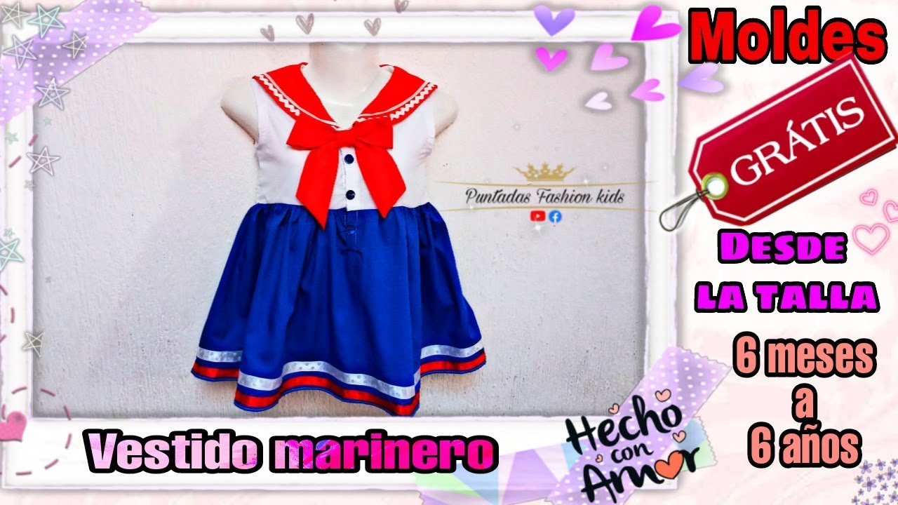 Vestido de marinero tradicional con moldes incluidos