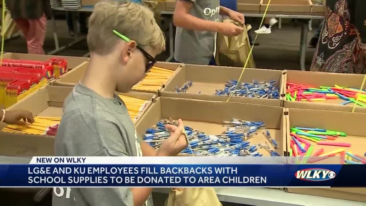 Volunteers fill 3,000 backpacks with supplies for LG&E's Back to School Drive