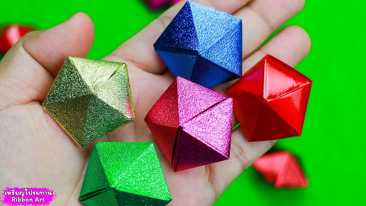 DIY ribbon diamond - How to Make Easy ribbon diamond | วิธีพับเหรียญโปรยทานเพชร (คลิปเต็ม)